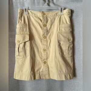 L.L. Bean•utility pencil skirt•women’s size 2•100% cotton•butter yellow/cream